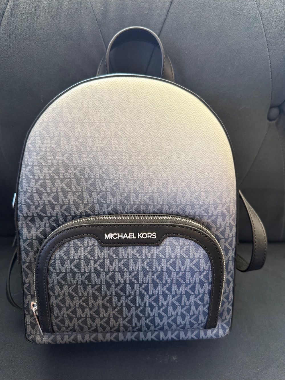 Michael Kors Gradient Black to Gray to Navy MK Logo Backpack